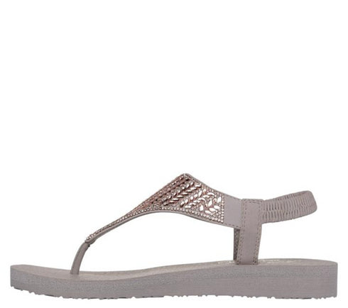 Slapi dama SKECHERS MEDITATION GLAMOROUS MUSE, 119774-TPE gri, textil